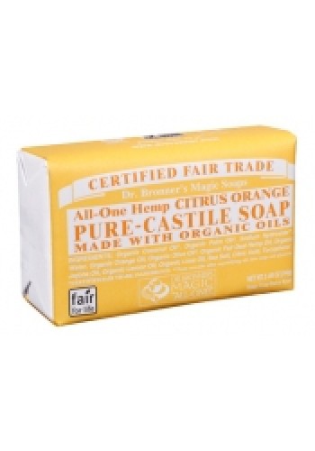 Dr. Bronnerand#039;s All-One Hemp Citrus Orange Pure-Castile Bar Soap 140g