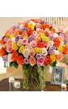 100 Premium Long Stem Multicolored Roses in a Vase