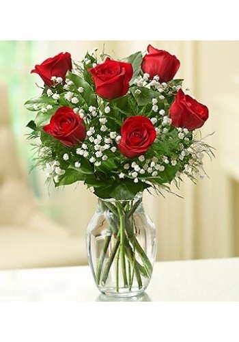 6 Stems Red Loveand039s Embrace Roses