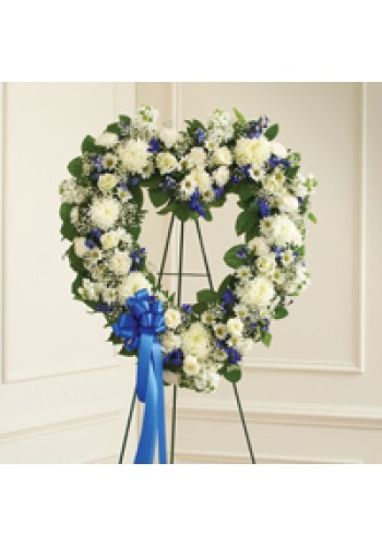 Blue andamp White Standing Open Heart