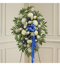 Blue andamp white Sympathy Standing Spray