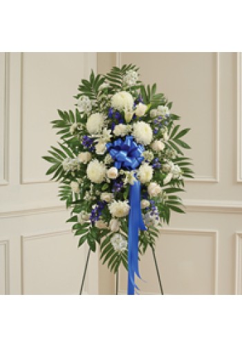 Blue andamp white Sympathy Standing Spray