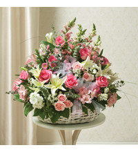 Sympathy For The Large Sympathy  Arrangement in Basket-Pink andamp White