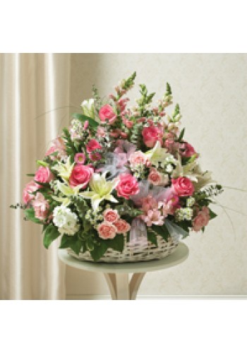 Sympathy For The Large Sympathy  Arrangement in Basket-Pink andamp White