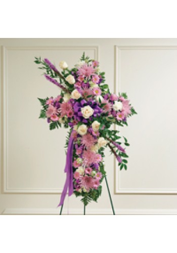 Lavender andamp White Mixed Standing Cross
