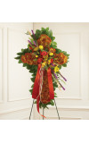 Mixed Flower Standing Cross in Fall Colors
