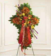 Mixed Flower Standing Cross in Fall Colors