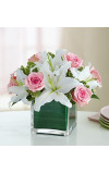 Modern Embrace Pink Rose andamp Lily Cube