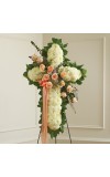 Peach, Orange andamp White Standing Cross with Peach Rose Break