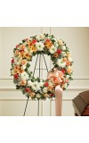 Peach, Orange andamp White Standing Wreath