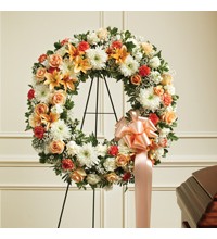 Peach, Orange andamp White Standing Wreath