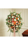 Peach, Orange andamp White Sympathy Standing Spray