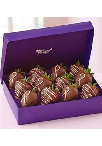 Pink Awareness Strawberries by Fruit Bouquets