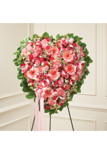 Pink Mixed Flower Standing  Heart