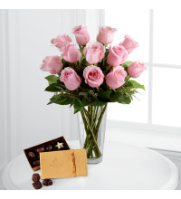 Pink Rose andamp Godiva Bouquet