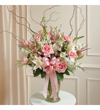 Sympathy For The Pink andamp White Large Sympathy Vase Arrangement