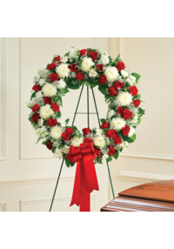 Red and White Standing Wreath