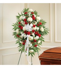 Red and  White Sympathy Standing Spray