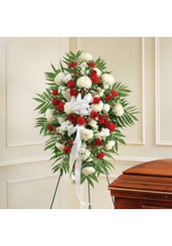 Red and  White Sympathy Standing Spray