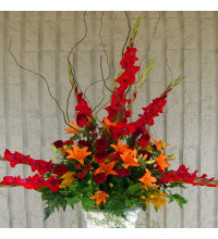 Red andamp Orange Sympathy Vase