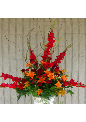 Red andamp Orange Sympathy Vase