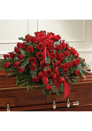 Red Rose Half Casket Cover