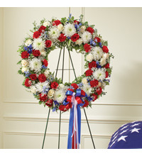 Red, White andamp Blue Standing Wreath