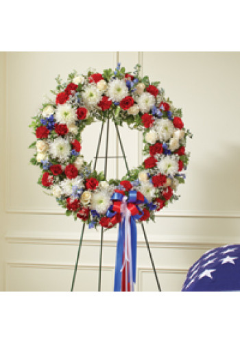 Red, White andamp Blue Standing Wreath