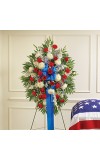 Red, White andamp Blue Sympathy Standing Spray