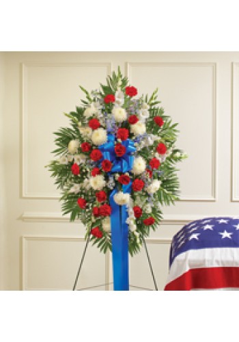 Red, White andamp Blue Sympathy Standing Spray