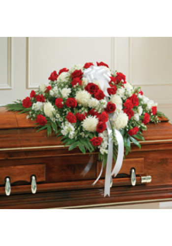 Red andamp White Mixed Half Casket Cover