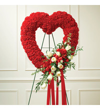 Red andamp White Standing Open Heart-Red Carnations - White Roses