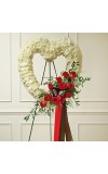 Red andamp White Standing Open Heart-White Carnations - Red Roses