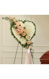 Solid White Standing Heart with Peach Rose Break
