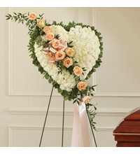 Solid White Standing Heart with Peach Rose Break