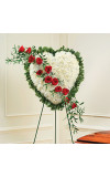 Solid White Standing Heart with Red Rose Break