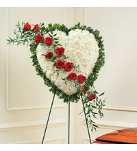 Solid White Standing Heart with Red Rose Break