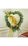 Solid White Standing Heart with Yellow Rose Break