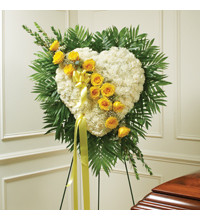 Solid White Standing Heart with Yellow Rose Break