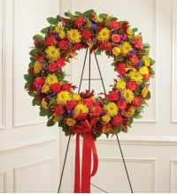 Standing Sympathy Wreath in Fall Colors