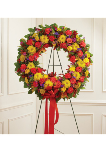 Standing Sympathy Wreath in Fall Colors