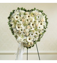 White Mixed Flower Solid Standing Heart