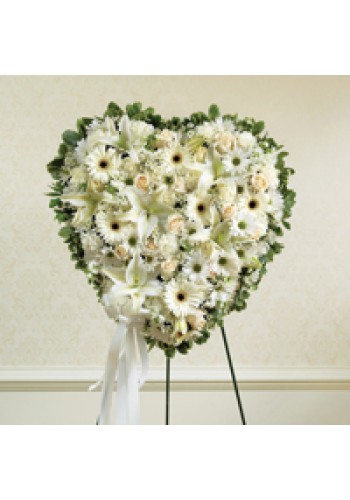White Mixed Flower Solid Standing Heart