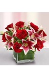 Modern Embraceâ„¢ Red Rose and Lily Cube