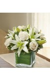 Modern Embraceâ„¢ White Rose and Lily Cube