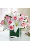 Modern Embrace Pink Rose andamp Lily Cube
