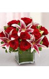 Modern Embraceâ„¢ Red Rose and Lily Cube