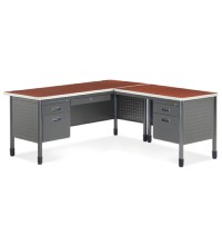 Mesa Series 67 and  L-Shaped Desk with Pedestal Return