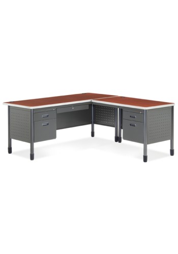Mesa Series 67 and  L-Shaped Desk with Pedestal Return