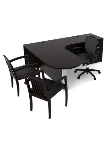 Amber Bullet Front Executive L-Shape Desk